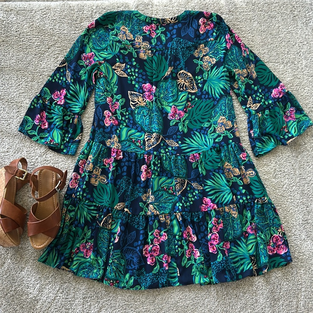 Lilly Pulitzer Gabriel 3/4 Sleeve Tunic Low Tide Navy Life Of The Party - Picture 6 of 8